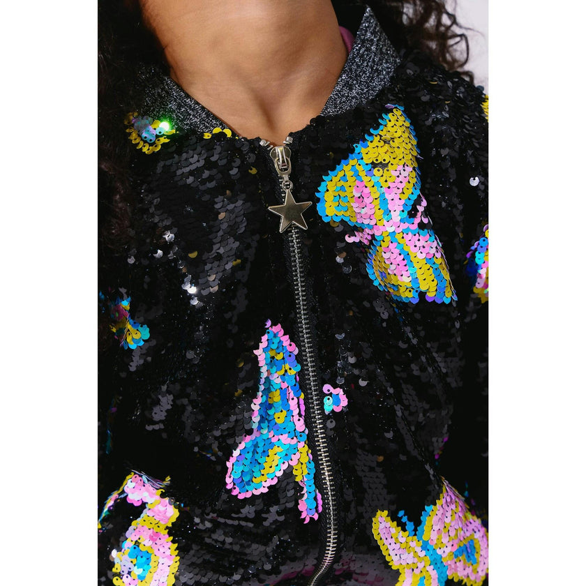 Magic Butterfly Sequin Bomber