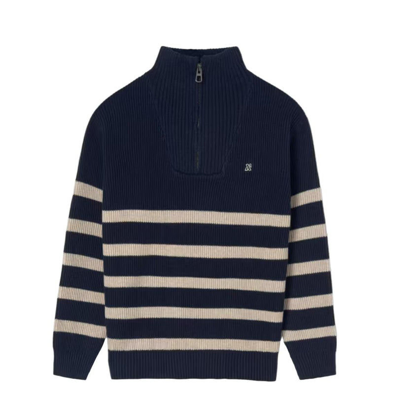 Striped Zip-Neck Sweater For Boys
