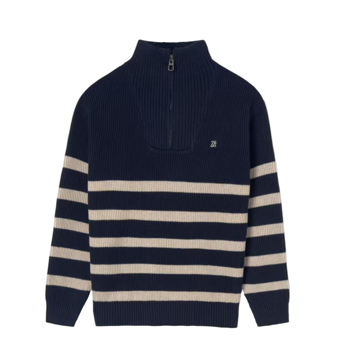 Striped Zip-Neck Sweater For Boys