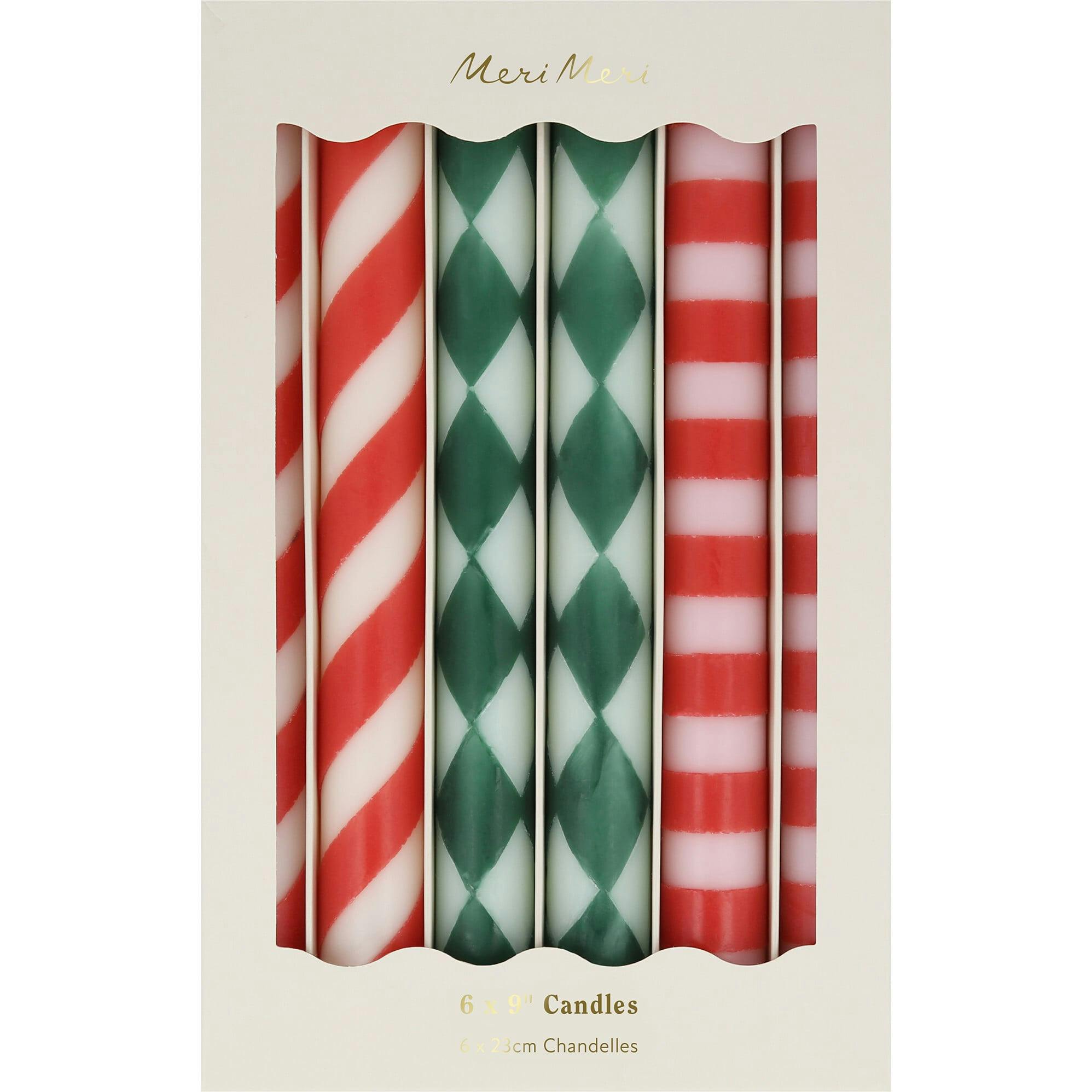 Festive Stripe Table Candles