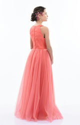 Orange Malaga Halter Ruffle Gown