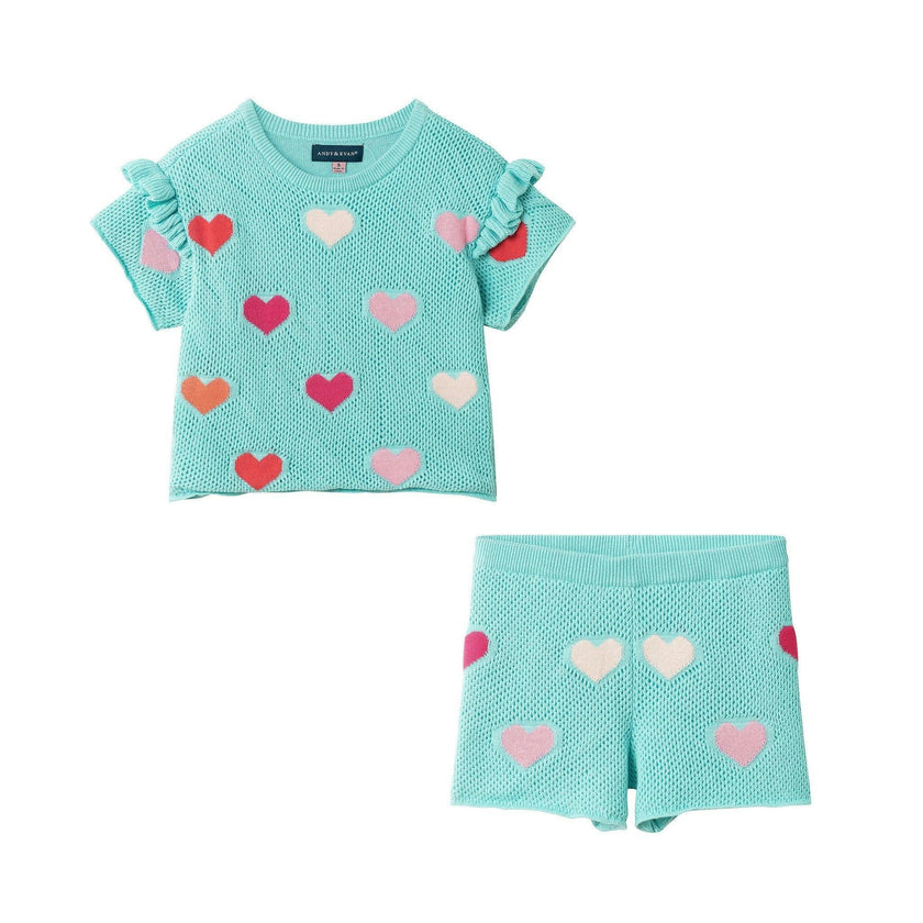 Girls Heart Crochet Set | Aqua Hearts