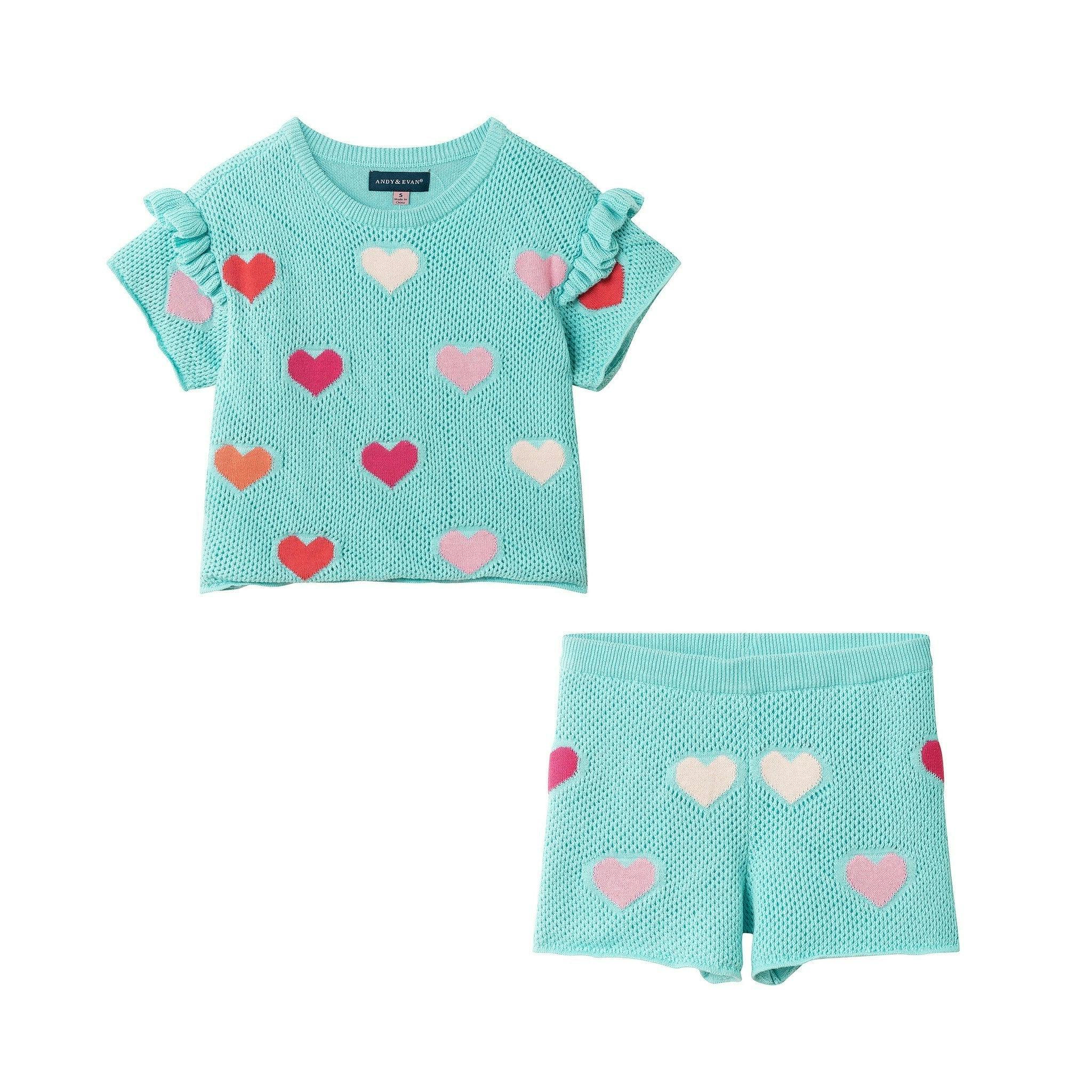 Girls Heart Crochet Set | Aqua Hearts