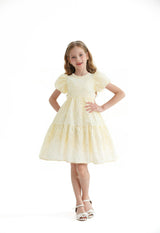 Cream Pearl Lined Empire Dress