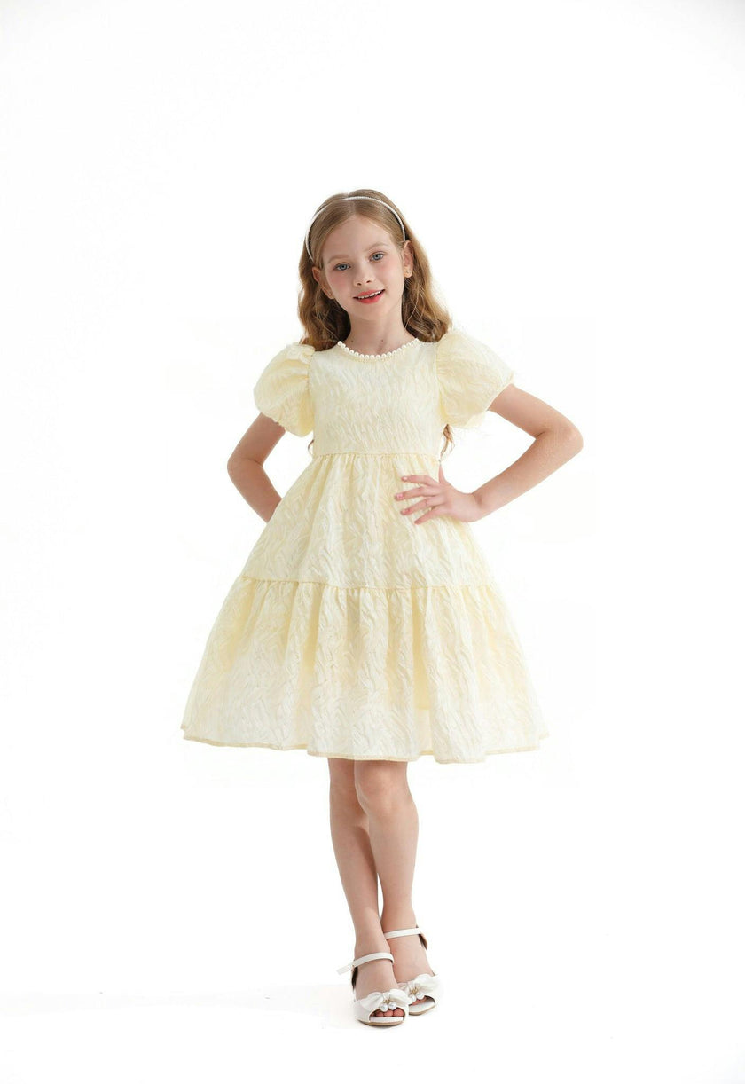 Cream Pearl Lined Empire Dress