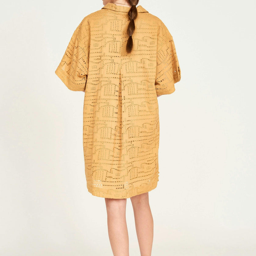 Lanai Popover Dress in Golden Eyelet