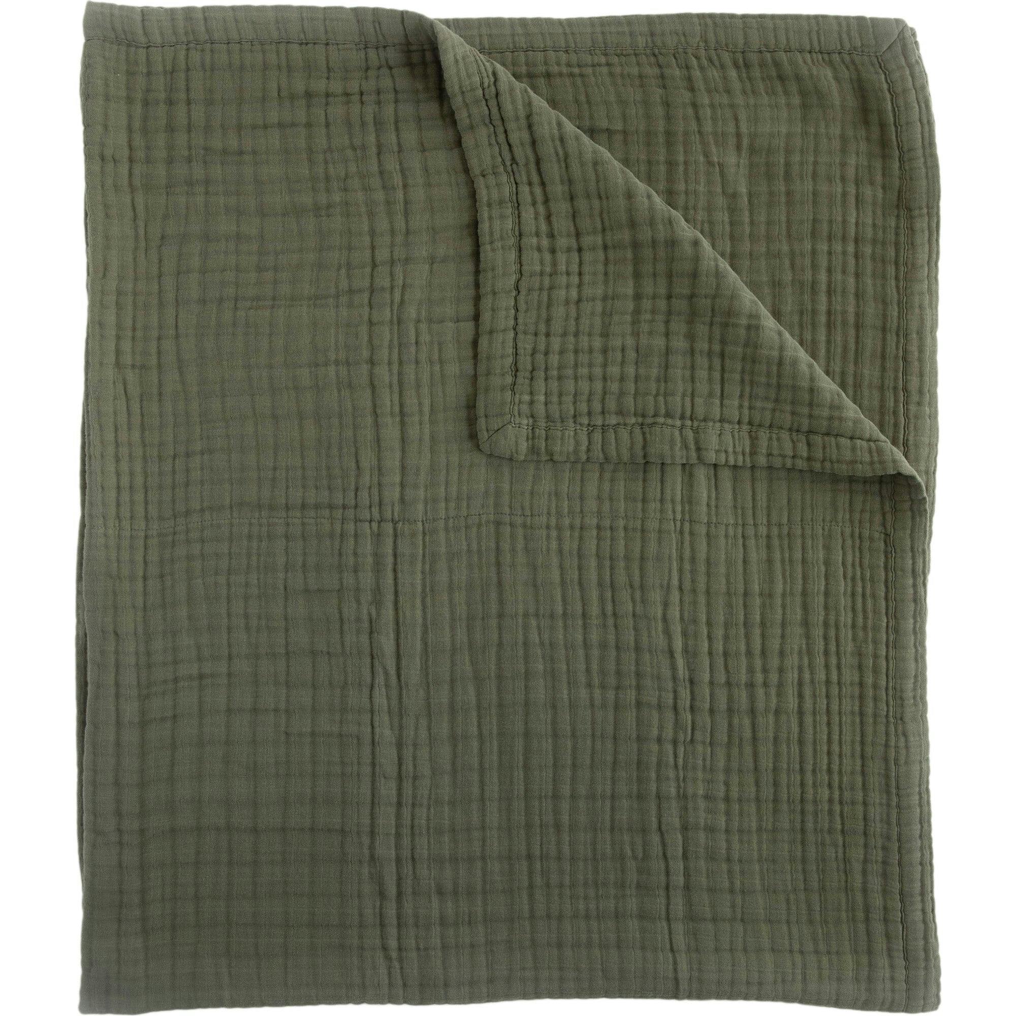 Cotton Muslin Quilted Throw - Fern