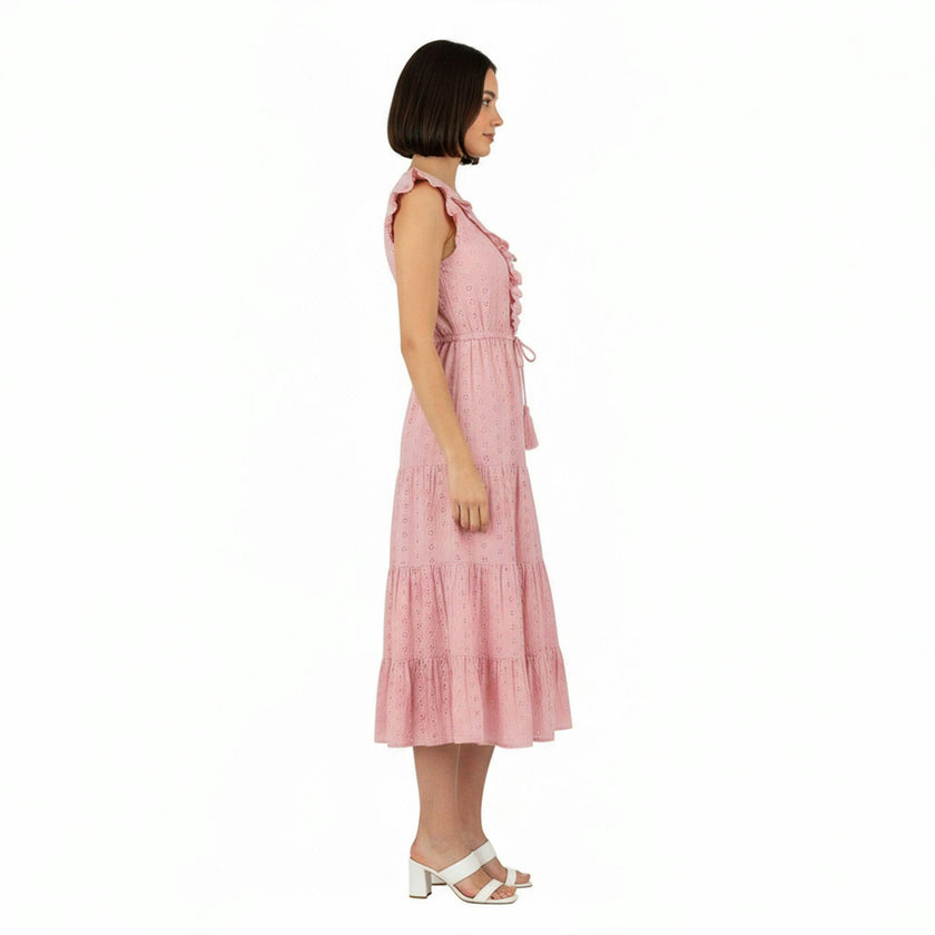 Giselle Womens Maxi Dress Blush Pink Eyelet, Blush Pink Eyelet