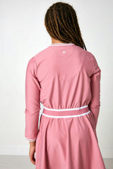 dusty pink long sleeve club dress