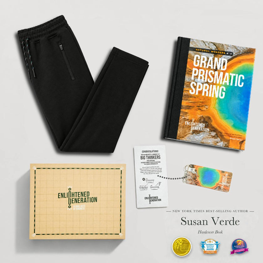 Grand Prismatic Spring Chase the Rainbow Gift Box with Kids Tech Fleece Joggers, Book, and Activities