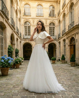White Hermione Embroidered Cape Dress