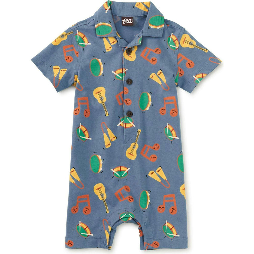Camp Collar Baby Romper, Multi
