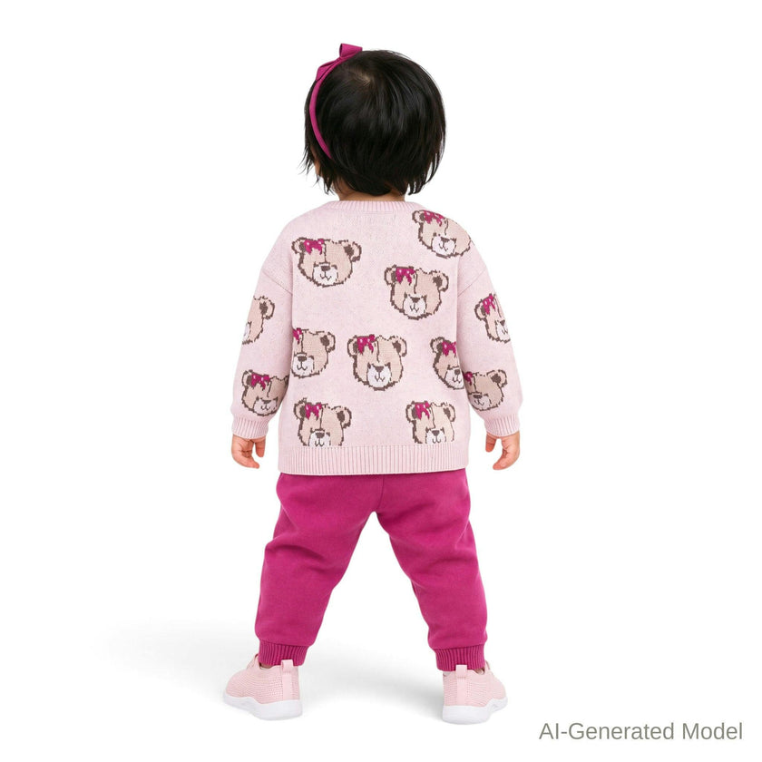 Infant (9-24M) Girls 3-Piece Sweater Set | Bears & Bows - Pink