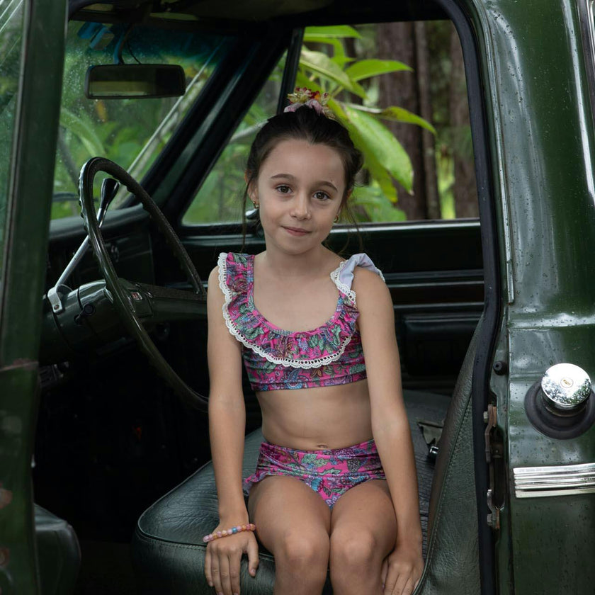 Girls Ruffle Neckline Bikini (Liberty Print)