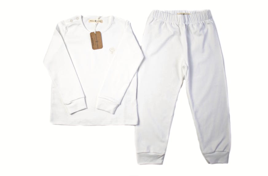 White Pajama Set in Pima Cotton