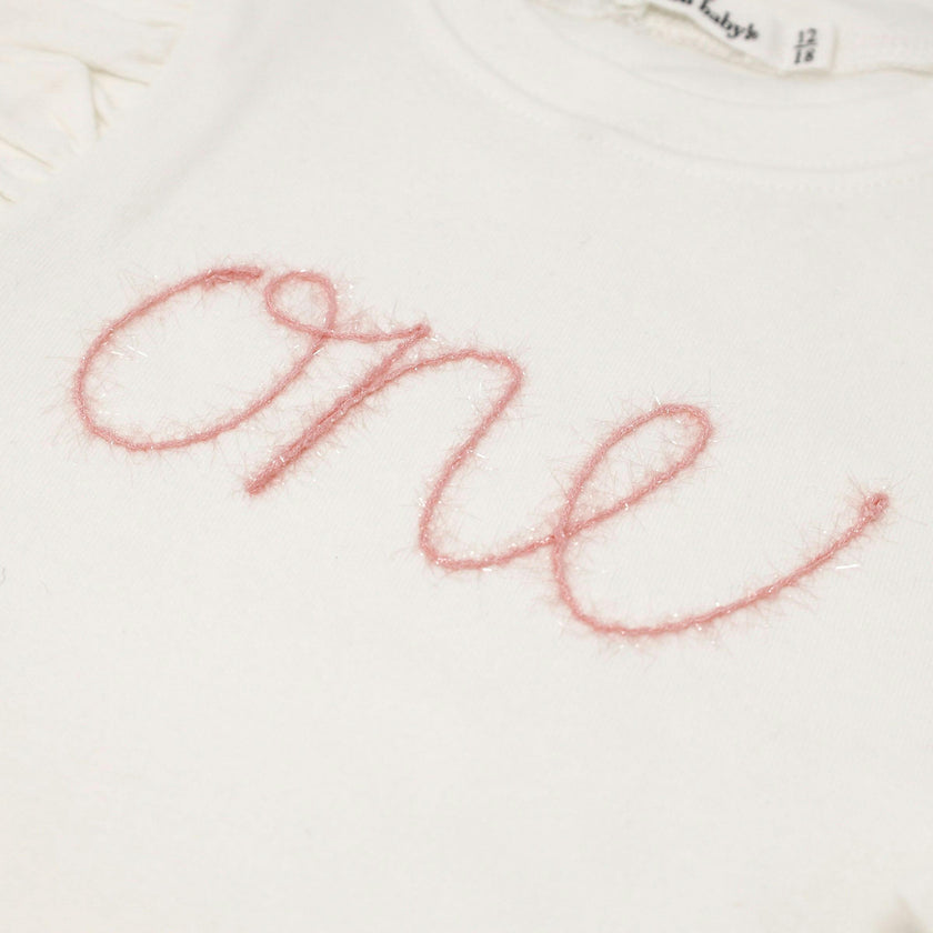 Millie Long Sleeve Tee in 'one' Pink Eyelash Writing