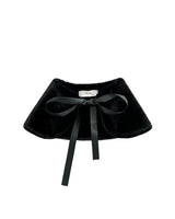 Black Ribbon-Tie Faux Fur Collar