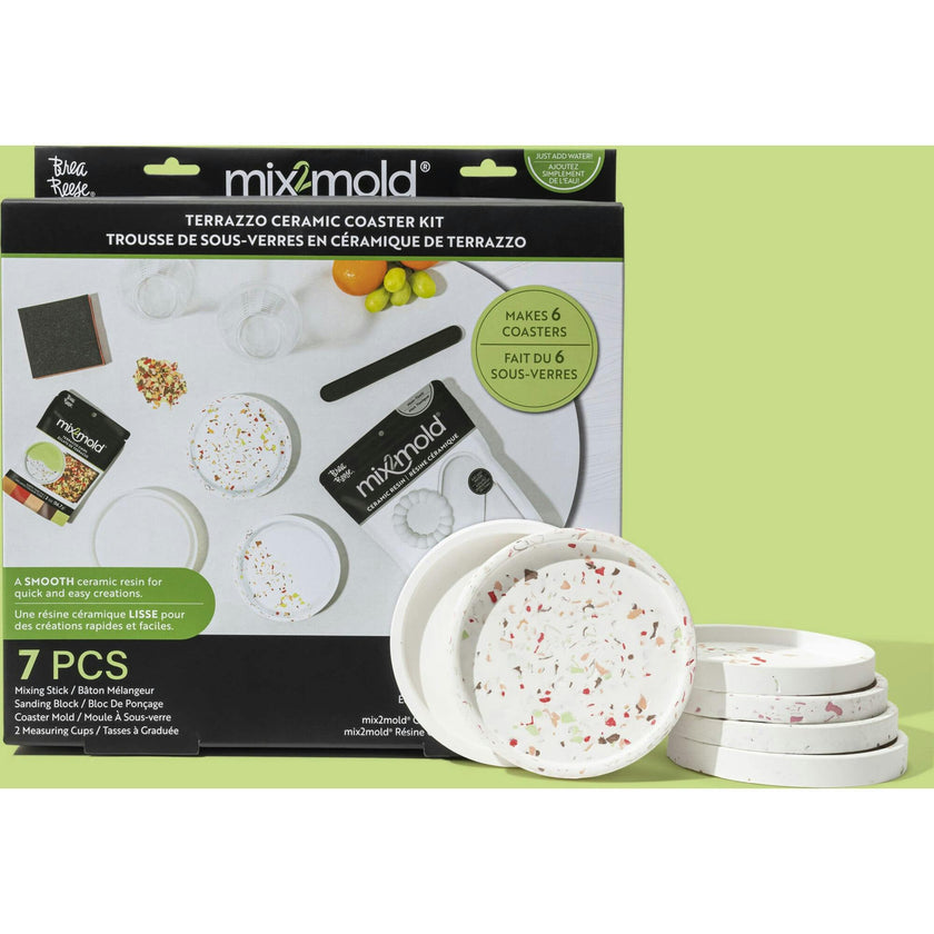 Brea Reese Mix2Mold Terrazzo Ceramic Coaster Kit - DIY 6 Coasters