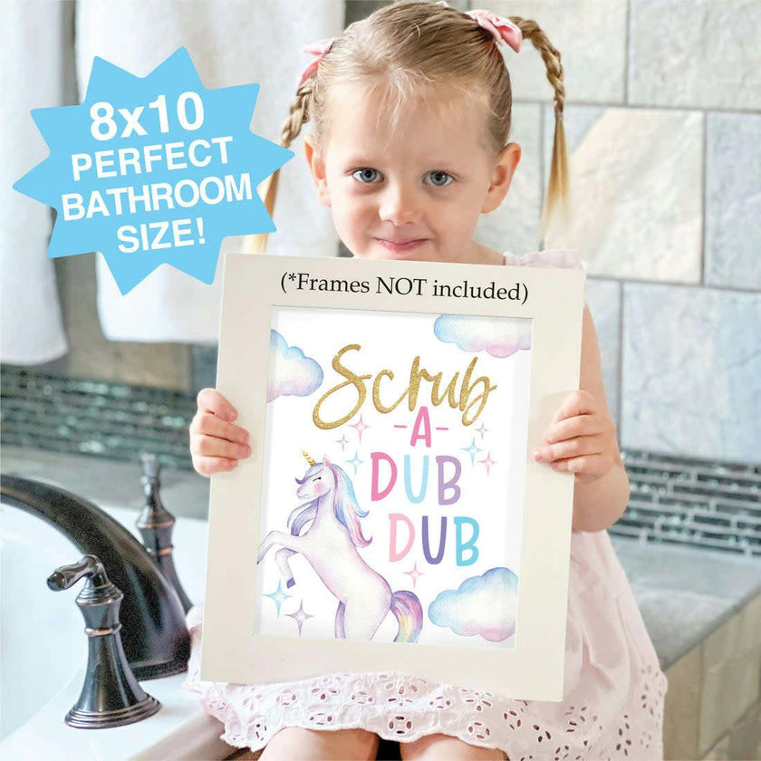 10-Piece Potty Training Charts & 6-Piece Bathroom Wall Art Decor Prints