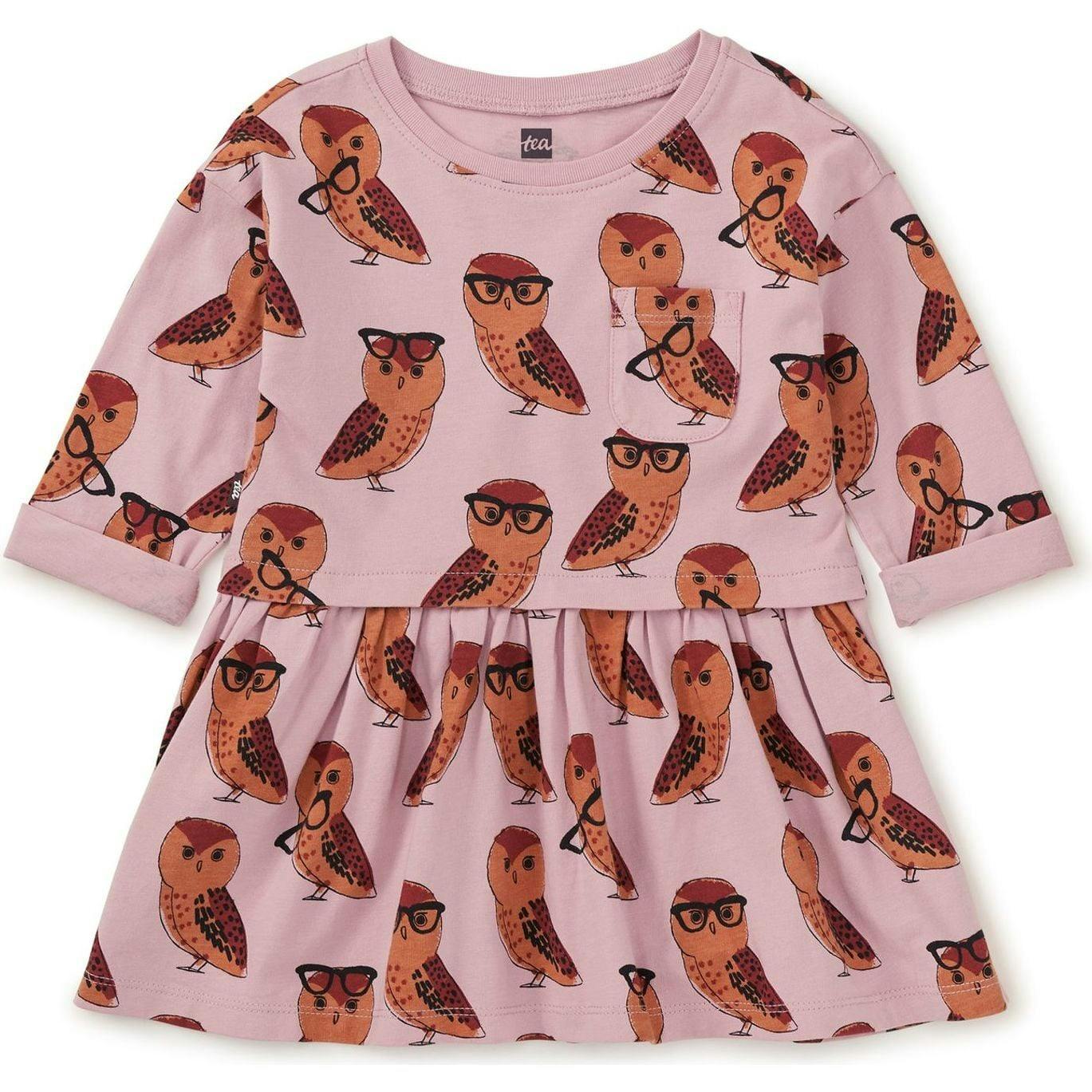 Original Print Boat Neck Long Sleeve Pocket Play Dress, Multi