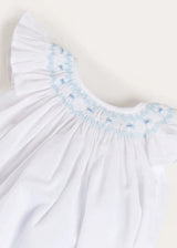 Hand Smocked Romper in Blue (3-18mths)