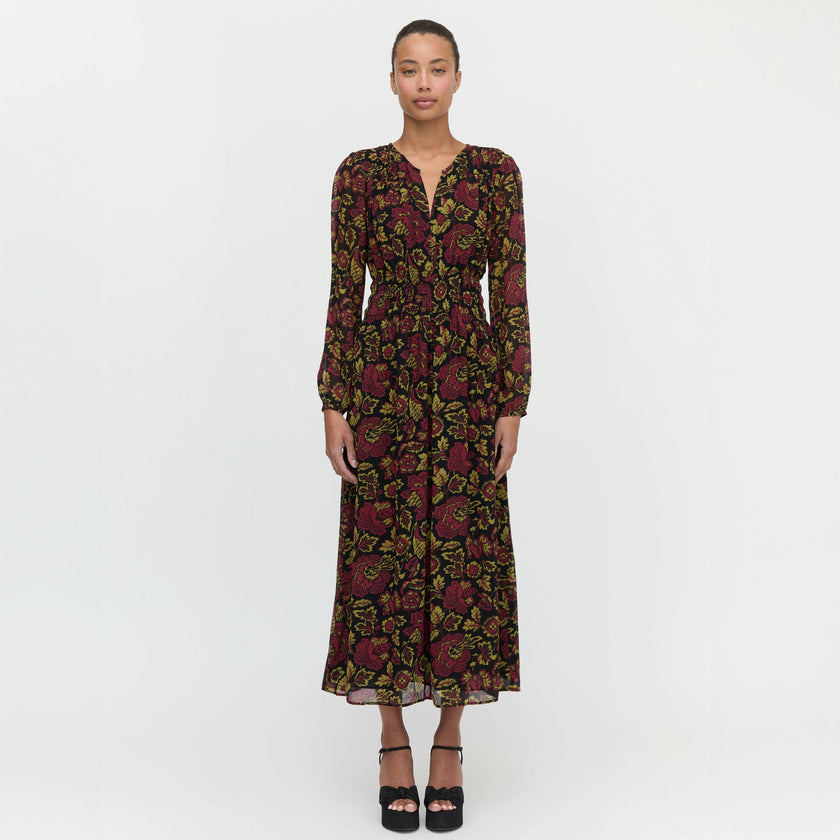 The Rosely Dress - Black Palampore Floral