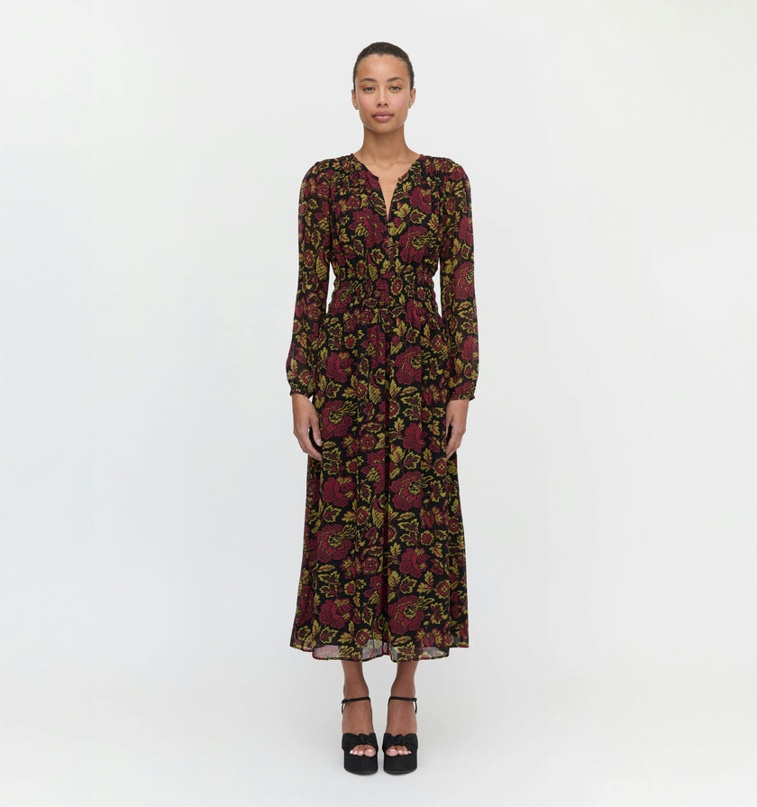 The Rosely Dress - Black Palampore Floral