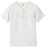 BOARDWALK GREY  Short Sleeved Ribbed Henley Tee