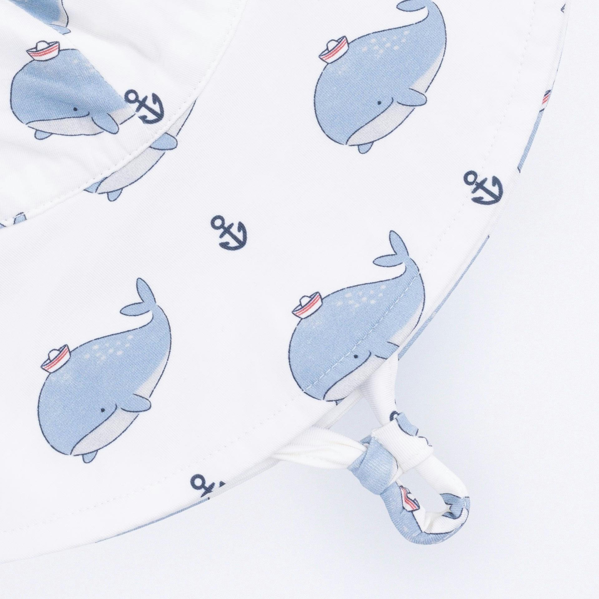 Bubbly Sailor Whales Blue - Wide Brim Sun Hat