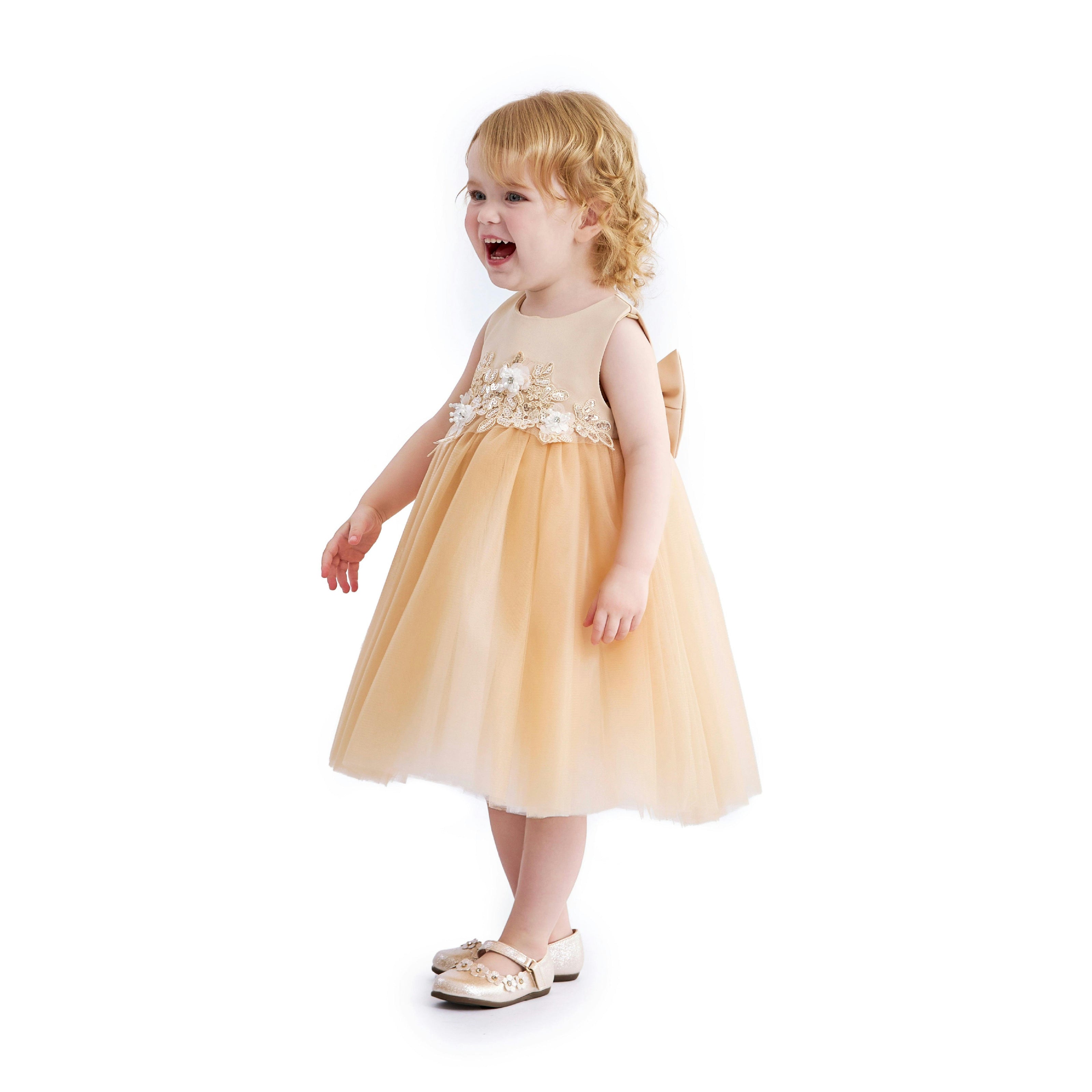 Champagne Zinara Ribbon Bloom Gown
