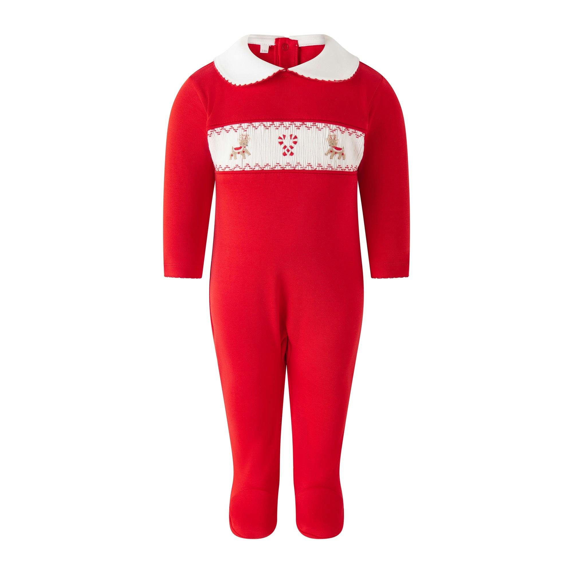 Pima Candy Cane Smocked Footie