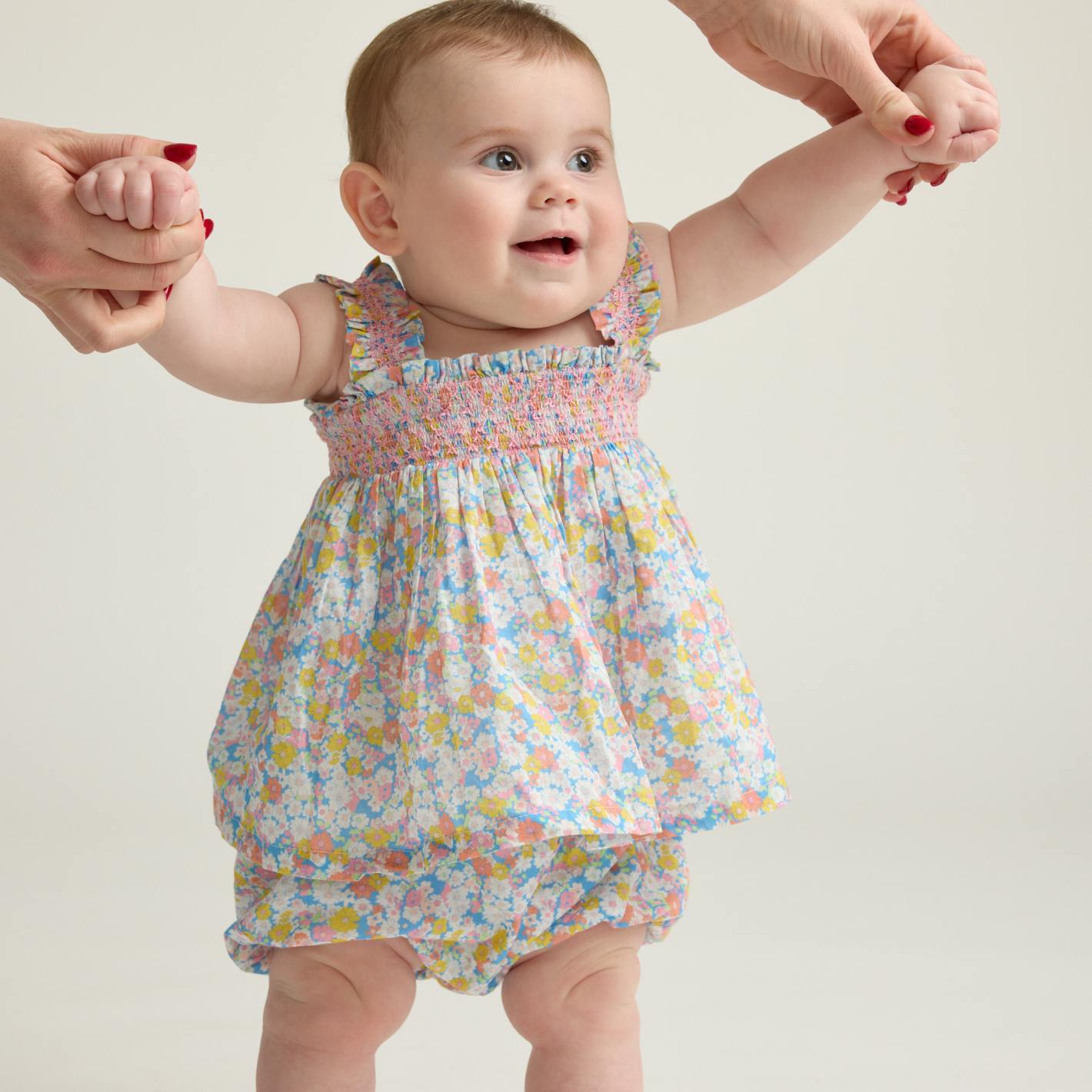 baby girls jasmine blossom smocked top and bloomer set