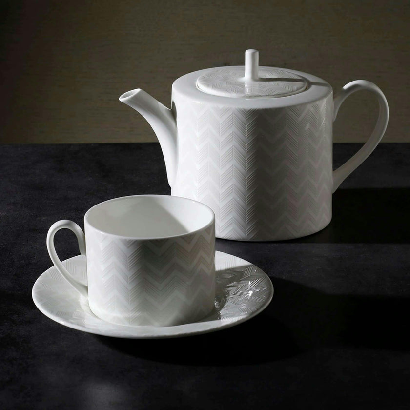 Tea Pot Or Coffee Pot Zig Zag  White Diam. 4.75"