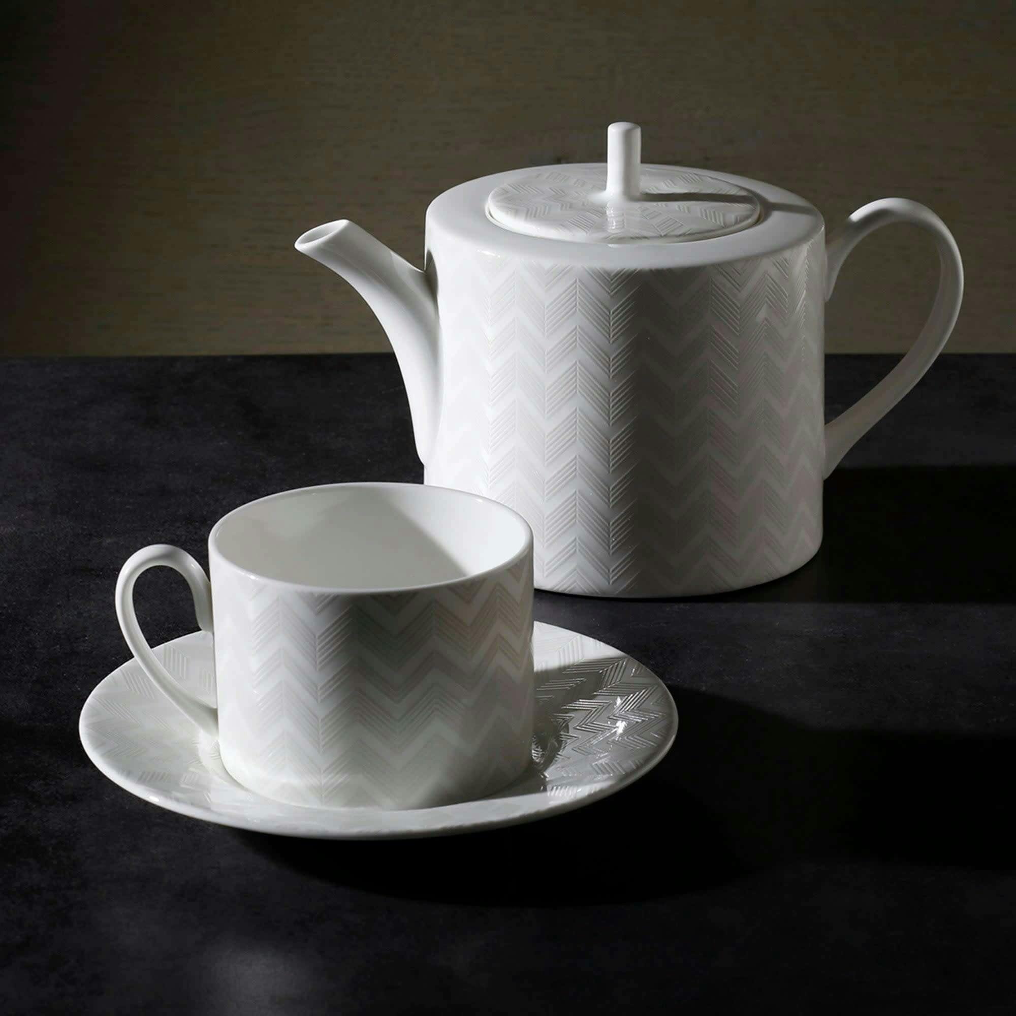 Tea Pot Or Coffee Pot Zig Zag  White Diam. 4.75