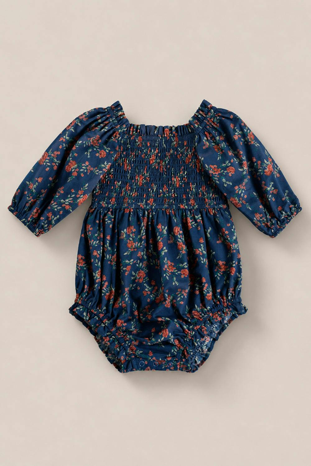 Baby Madeline Romper in Midnight Vibrant Chintz