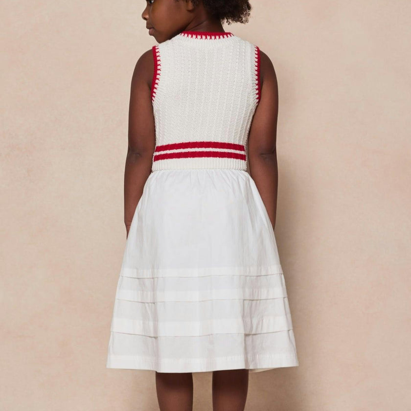 Mini Lisbon Dress in Ivory & Firework Red