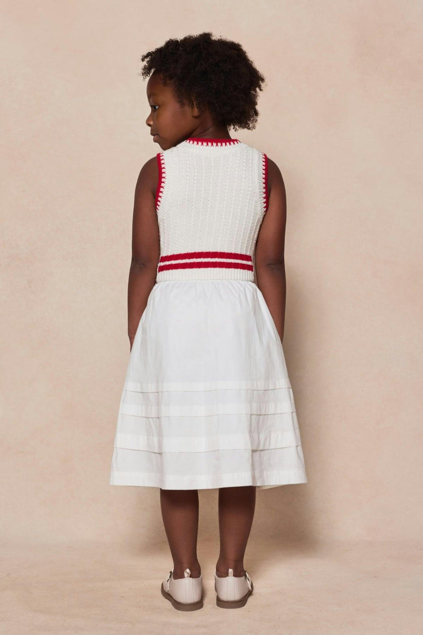 Mini Lisbon Dress in Ivory & Firework Red