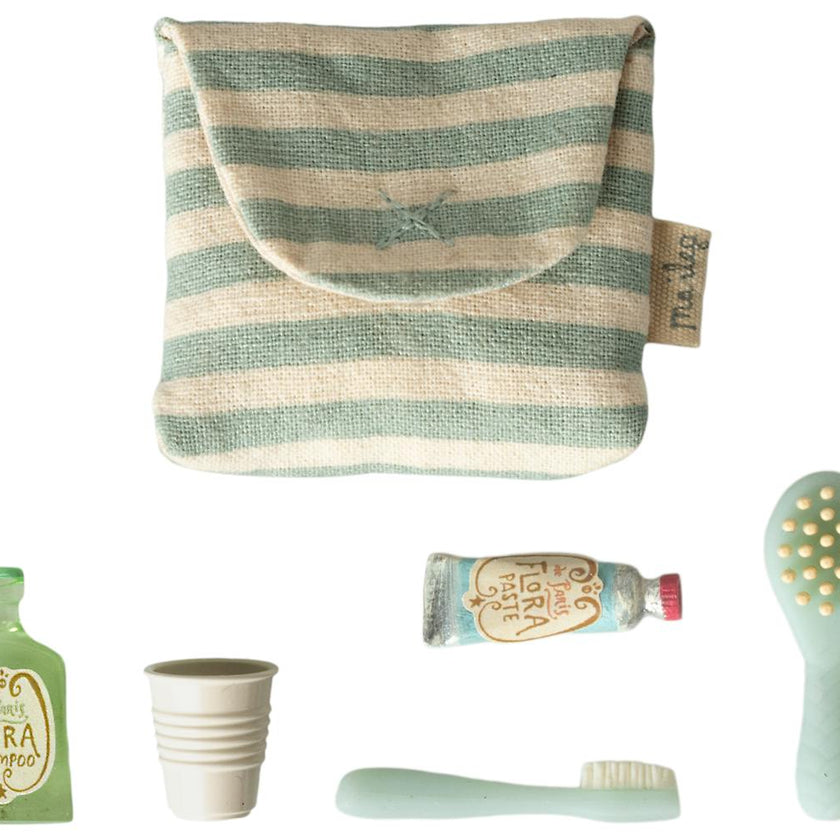 Tooth brush set in bag, Mouse - Blue stripe