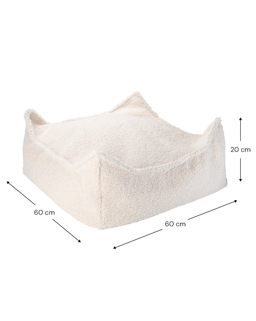 Cream White Square Ottoman