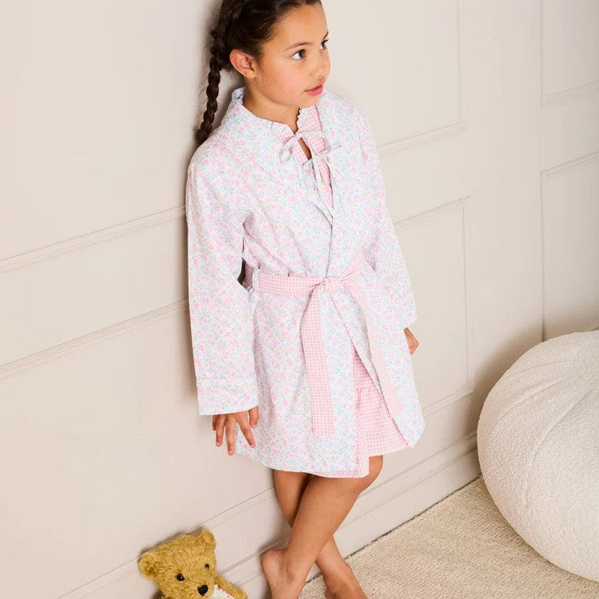 Harriet Floral Light Weight Dressing Gown in Pink (2- 10yrs)