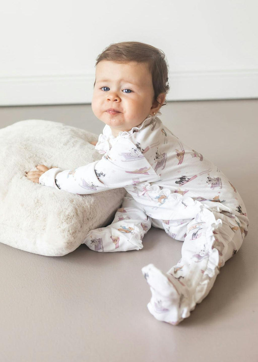 Ski Pups Girl Pima Cotton Baby One-Piece Pajamas