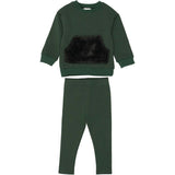 Unisex Couture Contrast Front Pocket Sweater & Pant 2-Piece Set, Green