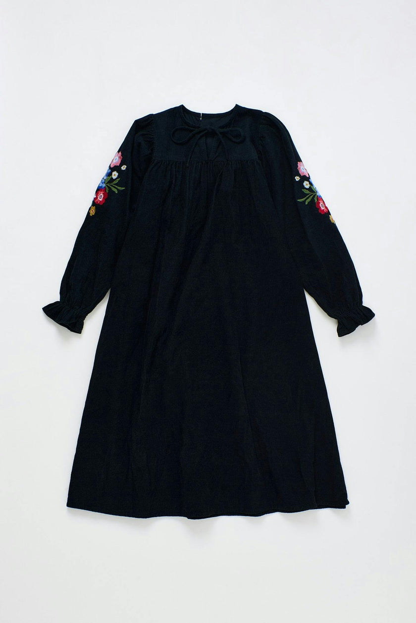 FLORECITAS EMBROIDERY DRESS BLACK