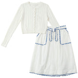 Contrast Trim Skirt Set
