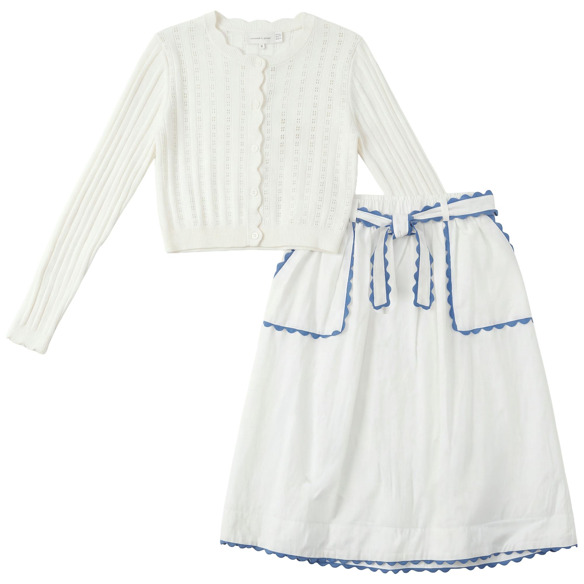 Contrast Trim Skirt Set