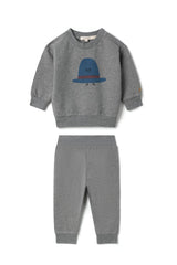 Hat Print Sweatshirt and Elastic Waist Pants Two Piece Set