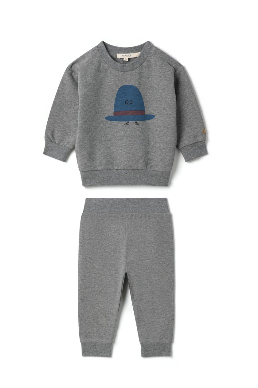 Hat Print Sweatshirt and Elastic Waist Pants Two Piece Set
