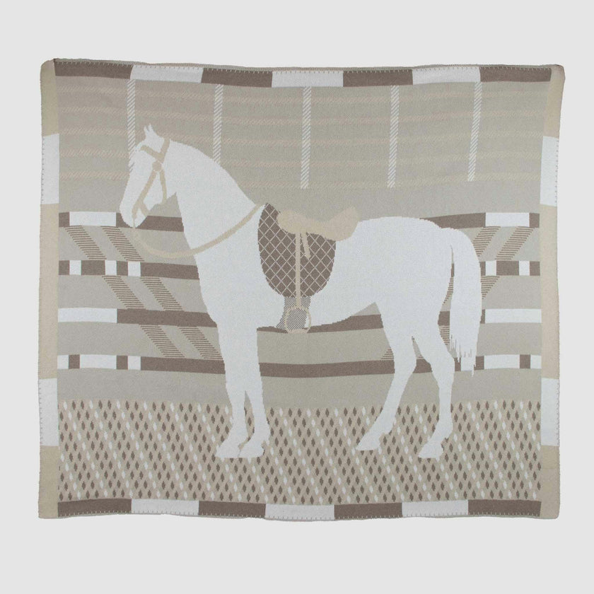 Cotton Sustainable Knit Patterned | Stripes Throw Blanket - Equestrian Cheval