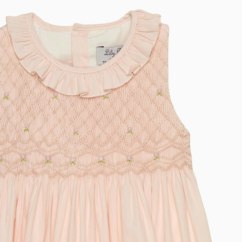 Baby Sleeveless Willow Rose Hand Smocked Dress