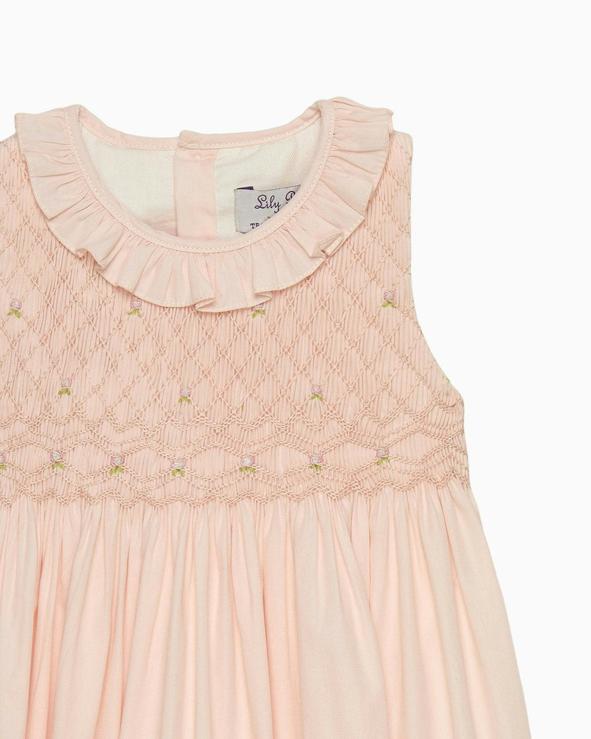 Baby Sleeveless Willow Rose Hand Smocked Dress